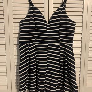 Navy striped romper dress